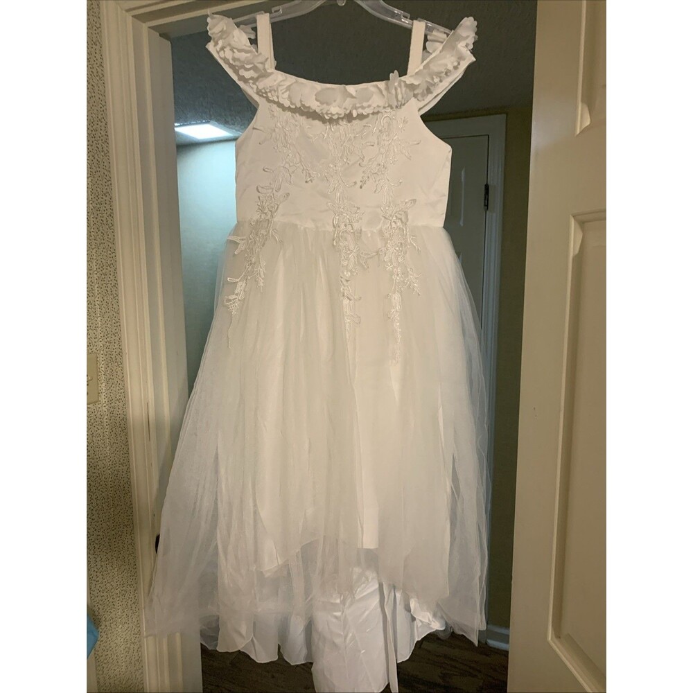 TRISH SCULLY GIRLS LACE DRESS, WHITE LACE, SIZE 14